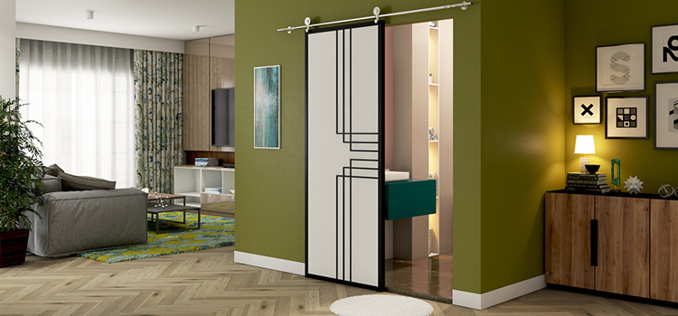 sliding bathroom door installation in Stanford